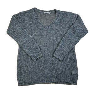 Women's Bailey44 Mohair Sweater Loose Cableknit Gray Soft Nylon Wool Pullover